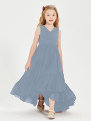 Boho Robes de Demoiselles d'Honneur Junior à Jupe en Cascade Bleu Poudré