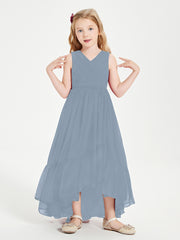 Boho Robes de Demoiselles d'Honneur Junior à Jupe en Cascade Bleu Poudré