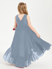 Boho Robes de Demoiselles d'Honneur Junior à Jupe en Cascade Bleu Poudré