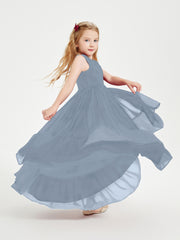 Boho Robes de Demoiselles d'Honneur Junior à Jupe en Cascade Bleu Poudré