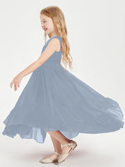 Boho Robes de Demoiselles d'Honneur Junior à Jupe en Cascade Bleu Poudré