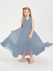 Boho Robes de Demoiselles d'Honneur Junior à Jupe en Cascade Bleu Poudré