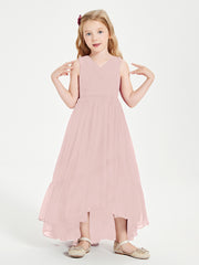Boho Robes de Demoiselles d'Honneur Junior à Jupe en Cascade Rose Poudré