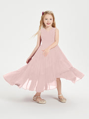 Boho Robes de Demoiselles d'Honneur Junior à Jupe en Cascade Rose Poudré