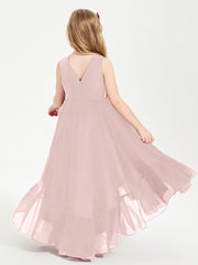 Boho Robes de Demoiselles d'Honneur Junior à Jupe en Cascade Rose Poudré