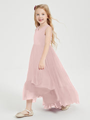 Boho Robes de Demoiselles d'Honneur Junior à Jupe en Cascade Rose Poudré