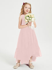 Boho Robes de Demoiselles d'Honneur Junior à Jupe en Cascade Rose Poudré