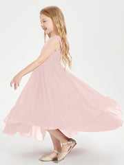 Boho Robes de Demoiselles d'Honneur Junior à Jupe en Cascade Rose Poudré