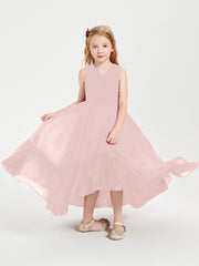 Boho Robes de Demoiselles d'Honneur Junior à Jupe en Cascade Rose Poudré