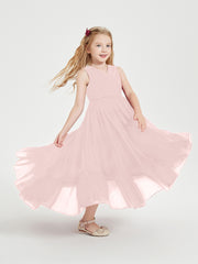 Boho Robes de Demoiselles d'Honneur Junior à Jupe en Cascade Rose Poudré