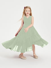 Boho Robes de Demoiselles d'Honneur Junior à Jupe en Cascade Sauge Poudrée