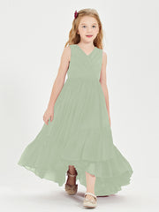 Boho Robes de Demoiselles d'Honneur Junior à Jupe en Cascade Sauge Poudrée