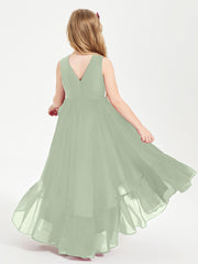 Boho Robes de Demoiselles d'Honneur Junior à Jupe en Cascade Sauge Poudrée