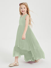 Boho Robes de Demoiselles d'Honneur Junior à Jupe en Cascade Sauge Poudrée