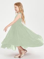 Boho Robes de Demoiselles d'Honneur Junior à Jupe en Cascade Sauge Poudrée