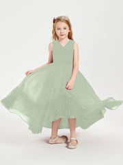 Boho Robes de Demoiselles d'Honneur Junior à Jupe en Cascade Sauge Poudrée