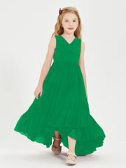 Boho Robes de Demoiselles d'Honneur Junior à Jupe en Cascade Emeraude