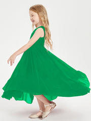 Boho Robes de Demoiselles d'Honneur Junior à Jupe en Cascade Emeraude