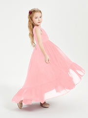 Boho Robes de Demoiselles d'Honneur Junior à Jupe en Cascade Flamant