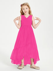 Boho Robes de Demoiselles d'Honneur Junior à Jupe en Cascade Fuchsia