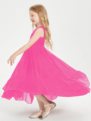 Boho Robes de Demoiselles d'Honneur Junior à Jupe en Cascade Fuchsia