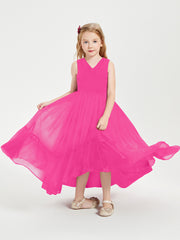 Boho Robes de Demoiselles d'Honneur Junior à Jupe en Cascade Fuchsia