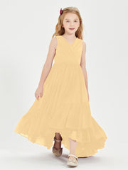 Boho Robes de Demoiselles d'Honneur Junior à Jupe en Cascade Or