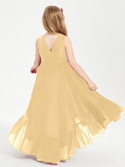 Boho Robes de Demoiselles d'Honneur Junior à Jupe en Cascade Or
