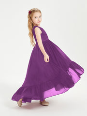 Boho Robes de Demoiselles d'Honneur Junior à Jupe en Cascade Raisin