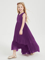 Boho Robes de Demoiselles d'Honneur Junior à Jupe en Cascade Raisin