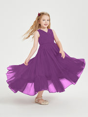 Boho Robes de Demoiselles d'Honneur Junior à Jupe en Cascade Raisin