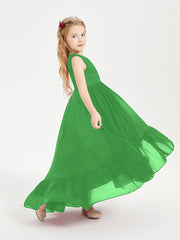 Boho Robes de Demoiselles d'Honneur Junior à Jupe en Cascade Vert