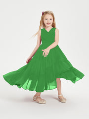 Boho Robes de Demoiselles d'Honneur Junior à Jupe en Cascade Vert