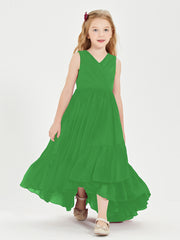 Boho Robes de Demoiselles d'Honneur Junior à Jupe en Cascade Vert