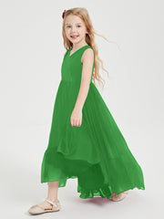 Boho Robes de Demoiselles d'Honneur Junior à Jupe en Cascade Vert