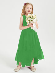 Boho Robes de Demoiselles d'Honneur Junior à Jupe en Cascade Vert