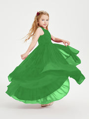 Boho Robes de Demoiselles d'Honneur Junior à Jupe en Cascade Vert