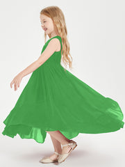 Boho Robes de Demoiselles d'Honneur Junior à Jupe en Cascade Vert