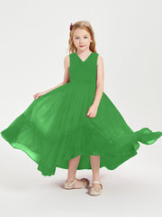 Boho Robes de Demoiselles d'Honneur Junior à Jupe en Cascade Vert
