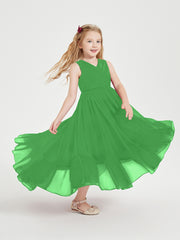 Boho Robes de Demoiselles d'Honneur Junior à Jupe en Cascade Vert