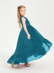 Boho Robes de Demoiselles d'Honneur Junior à Jupe en Cascade Bleu Encre