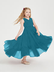 Boho Robes de Demoiselles d'Honneur Junior à Jupe en Cascade Bleu Encre