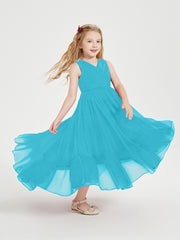 Boho Robes de Demoiselles d'Honneur Junior à Jupe en Cascade Jade