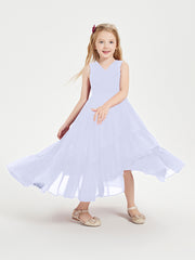 Boho Robes de Demoiselles d'Honneur Junior à Jupe en Cascade Lavande