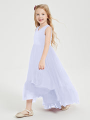 Boho Robes de Demoiselles d'Honneur Junior à Jupe en Cascade Lavande