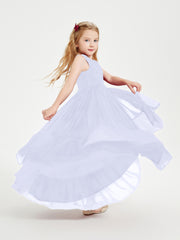 Boho Robes de Demoiselles d'Honneur Junior à Jupe en Cascade Lavande