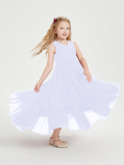 Boho Robes de Demoiselles d'Honneur Junior à Jupe en Cascade Lavande