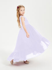 Boho Robes de Demoiselles d'Honneur Junior à Jupe en Cascade Lilas