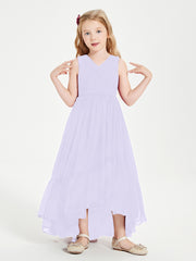 Boho Robes de Demoiselles d'Honneur Junior à Jupe en Cascade Lilas