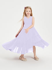 Boho Robes de Demoiselles d'Honneur Junior à Jupe en Cascade Lilas